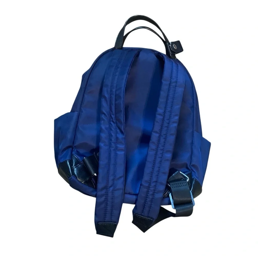 Tulio New York Black and Blue Nylon Small Zip Backpack